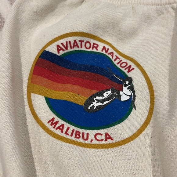 White/Cream Aviator Nation Sweatpants - Picture 2 of 4